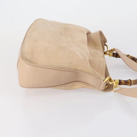 GUCCI Bamboo Hand Bag Leather 2way Beige Gold - Picture 6 of 16